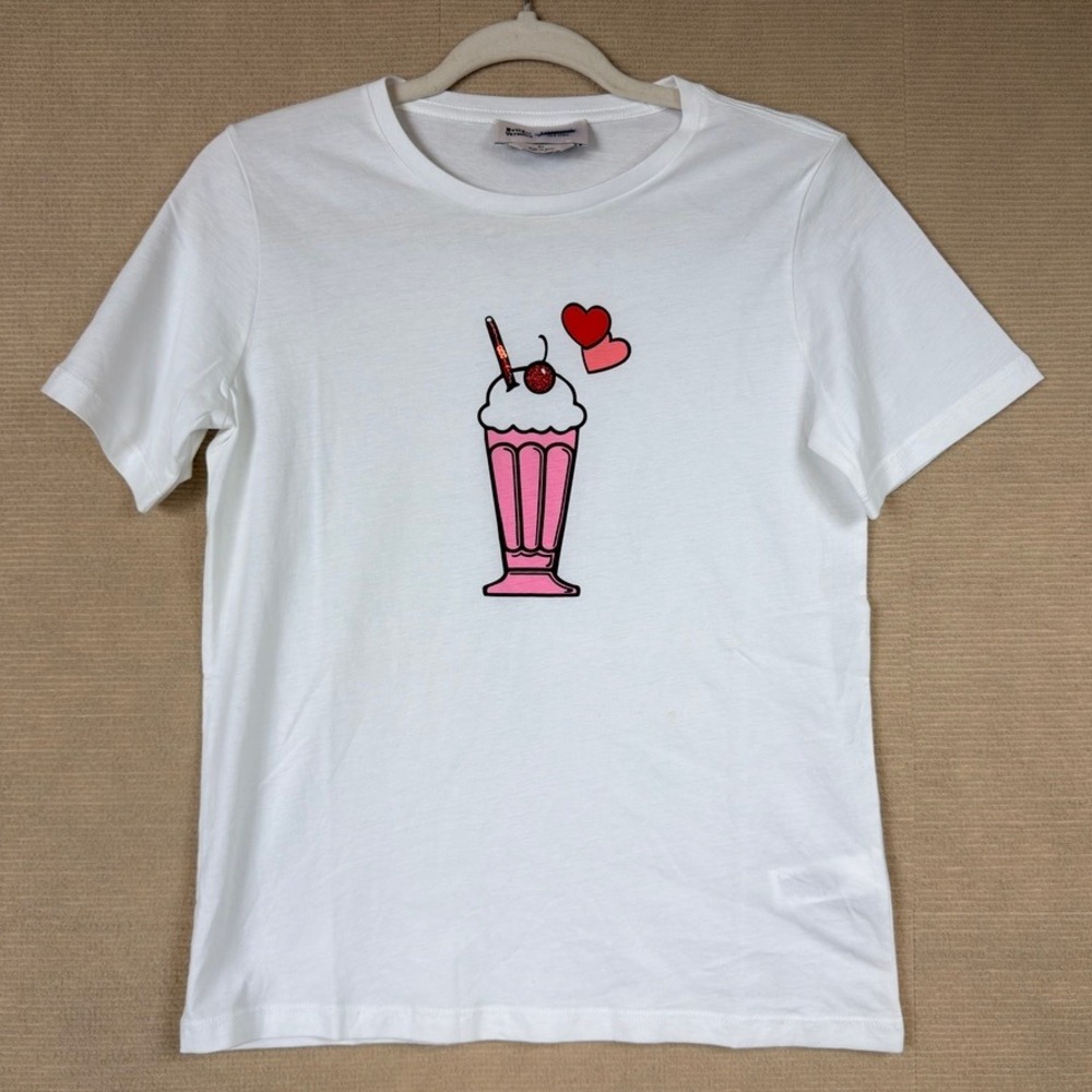 Kate Spade x Betty and Veronica White Milkshake Graphic T-Shirt XS Cotton